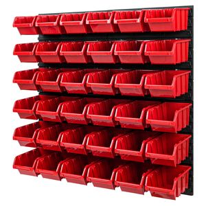 Stapelboxen Lagersystem - 772 x 780 mm - Wandregal 36 Stück Boxen Rot