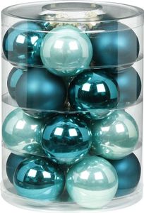 Weihnachtskugeln Glas 6cm, 20 Stück, Farbe:Green Emerald ( mint dunkel türkis meerblau )