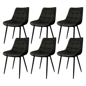 6er Set Esszimmerstühle Küchenstuhl Polsterstuhl Wohnzimmerstuhl aus Samt mit Rückenlehne Schwarz