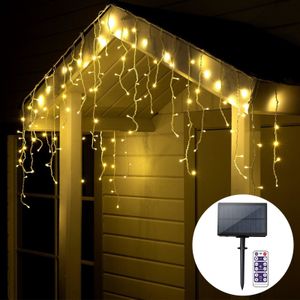 Freetoo LED Lampion Weihnachtsbeleuchtung Außen, Eisregen Lichterkette Außen 10m 300LEDs, Solar, mit Fernbedienung & Timer Strom 8 Modi für Weihnachten, A+++