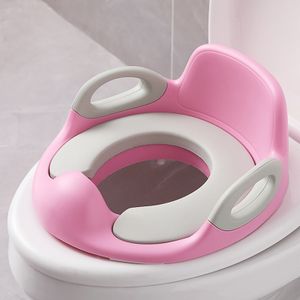 LZQ Kinder Toilettensitz WC Aufsatz Baby Sitz Anti-Rutsch Polster Kloaufsatz Toilettentrainer mit Griff und Spritzschutz Rosa