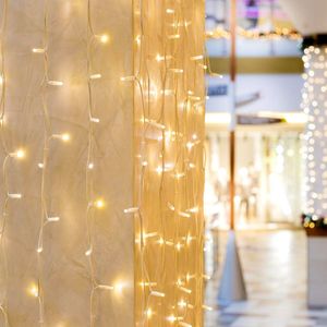 SWANEW 20m 600 LED Eisregen Eiszapfen Weihnachts Garten Lichtervorhang Lichterkette,Warmweiß