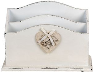 Clayre & Eef Briefhalter 25x10x17 cm Weiß MDF Kunststoff Blume
