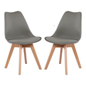 IPOTIUS Sada 2 jídelních židlí s masivní bukovou nohou, skandinávský design Čalouněné kuchyňské židle Židle dřevo, Grey