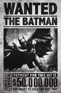 Batman Arkham Origins Poster Batman Wanted 50.000.000$ 91,5 x 61 cm