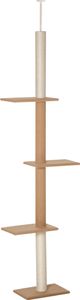PawHut Kratzbaum Deckenhoch, 228-260 cm Höhenverstellbarer Katzenbaum Kletterbaum für Katzen mit 3 Ebenen, Katzenkratzbaum, Spielbaum Khaki