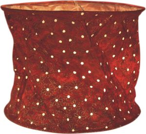 Runde Papier Hängelampe, Lokta Papierlampenschirm Annapurna, Handgeschöpftes Papier - Weinrot, Lokta-Papier, 24*28*28 cm, Asiatische Lampenschirme aus Papier & Stoff