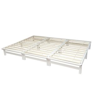 Homestyle4u 2050, rodinná posteľ drevená posteľ z paliet 270x200 cm posteľ z masívu nábytok z paliet posteľ futonová posteľ biela