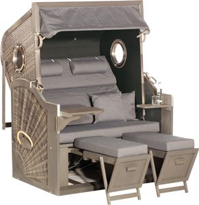 Sonnenpartner Strandkorb Rustikal 410 Z Bullauge XL Edition Stoff Nr. 1230, 2-Sitzer XL, 3/4 Liegemo