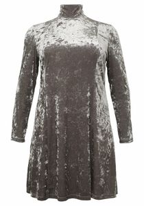 sheego Damen Große Größen Kleid in glänzender, edler Pannesamt-Qualität Partykleid Partymode feminin Rundhals-Ausschnitt - unifarben