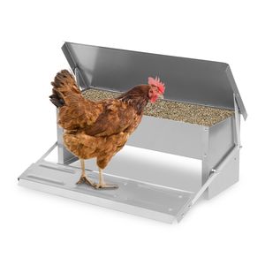 Hengda Futterautomat Hühner hühnerfutter automat aus Verzinkter Stahl 5KG futterspender hühner mit Automatisches Pedal und Wasserfest geflügel futterautomat für Geflügel