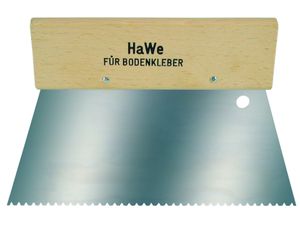 HaWe Zahnspachtel mit breitem Holzgriff und Aufhängeloch - 200 mm Breit, verschiedene Zahnungen Ausführung:Trapezzahn für Bodenverlegung B2