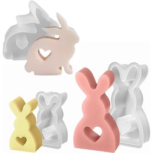 3 Stück Ostern Kaninchen Silikonformen Gießformen, Hasenform für Ostern, Ostern Hase Backform, Osterhase Silikonform