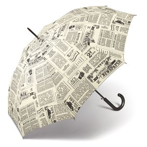 Regenschirm Automatik Stockschirm Damen Zeitungsoptik Newspaper happy rain