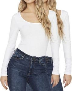 Vero Moda Damen Basic Langarmshirt Doppelpack, 809 2x Weiß S