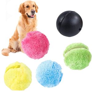 Automatische Roller Ball Hunde Elektro Spielzeug,Intelligenz Spielzeug Ball mit 4 Stoffbezug Hund Katze Welpenspielzeug