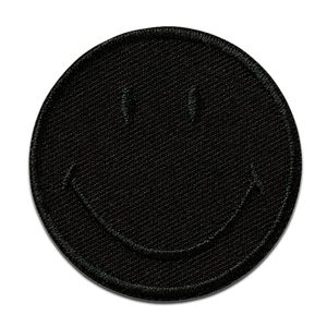 Mono Quick Smiley © Schwarz - Aufnäher, Bügelbild, Aufbügler, Applikationen, Patches, Flicken, zum aufbügeln, Größe: 5 x 5 cm