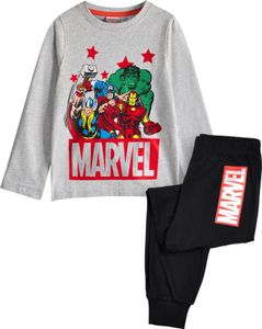 Marvel Avengers - Schlafanzug mit langer Hose für Jungen NS8265 (128) (Schwarz/Grau)
