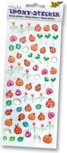 Folia 3D Deko Epoxy Sticker, Motiv Blumen & Marienkäfer Ganzjahr Set 6, mehrfarbig (1 Set)