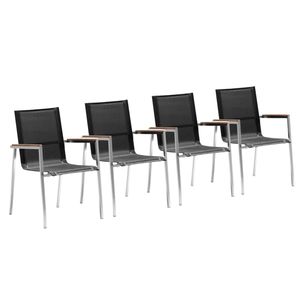 Zelsius 4x zahradní židle z nerezové oceli, 55 x 56 x 88 cm, černá, židle