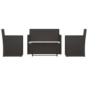 vidaXL 4-tlg. Garten-Lounge-Set mit Kissen Poly Rattan Schwarz