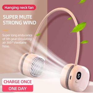 5-Gang Tragbarer Nackenventilator 360° Leise USB Ventilator Hals Halsventilator Rosa Sportventilator