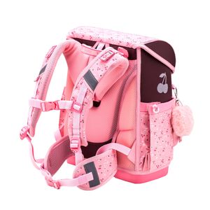 Belmil Premium ergonomischer Schulranzen Set 5 -teilig für Mädchen 1-4 Klasse Grundschule//Brustgurt/Magnetverschluss/Rosa, Braun (405-41/P Cherry Blossom)