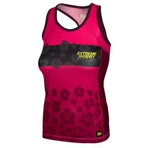 Extreme Hobby Lauf Tanktop Damen, Ärmelloses Running Shirt,  Model: FLOWERS Farbe: Rosa Größe: S