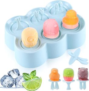 Eisform Kinder,6 Kleine Eisförmchen,Eisformen Silikon, Eis am Stiel Formen,Wiederverwendbar Popsicle Formen,Mini Eisform (Blau)