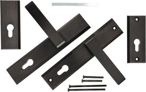 KOTARBAU® Türdrückerset 72mm mit Rosette PZ Langschild Schwarz Universal Modern