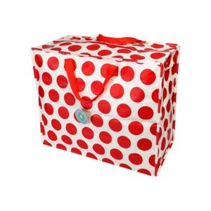 Rex London - XXL Riesentasche, Aufbewahrungstasche mit Reißverschluss - Spotlight - Punkte, Dots Red on Cream