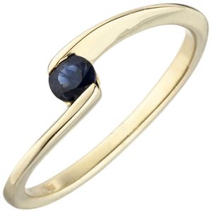 Ring aus 333 Gold Gelbgold mit Safir Saphir blau dunkelblau Goldring schlicht