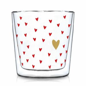 PPD Doublewall Trendglass Little Hearts Real Gold, čajové sklo, hrnček na čaj, dvojstenný, 300 ml, 603899