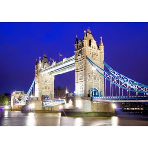 Fototapete London Tapete London Tower Bridge City Miasto Skyline blau | no. 1221, Größe:104x70.5 cm, Material:Fototapete Vlies - PREMIUM PLUS
