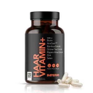IMPERIO Haarvitamin+ Premium Haar Vitamine hochdosiert mit AnaGain™, Biotin, Zink & Selen zur Stärkung des Haarwachstums - 120 Haut, Haare, Nägel Kapseln für Frauen & Männer -