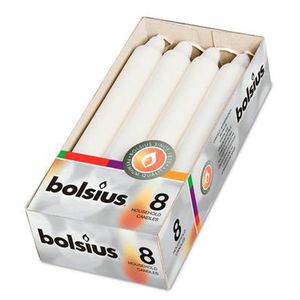 Bolsius 103603671802 Kronenkerzen 18x2,1 weiß, weiß (8er Pack)