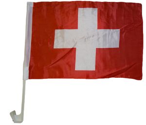Autoflagge Schweiz 30 x 40 cm - Autofahne Fahne Flagge Fenster Fensterflagge Fensterfahne Fanflagge Fanfahne Scheibenfahne Scheibenflagge WM EM