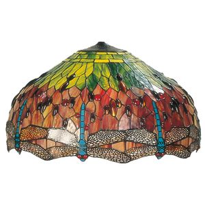 Clayre & Eef Lampenschirm Tiffany Ø 62x32 cm Grün Rot Glas Libelle