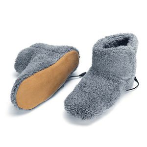 grau Winter USB Fußwärmer Plüsch Warme Hausschuhe Beheizte Warme Schuhe Waschbar (39-43)