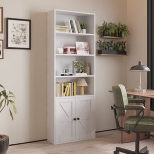 FCH Bücherregal, Standregal mit Schubladen,60x23.5x180cm,weiß