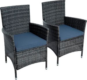 Rattan Gartensessel Polyrattan Stuhl Gartenstuhl 2er Set Sessel Anthrazit-Grau Rattan Gartensessel Polyrattan Stuhl Gartenstuhl 2er Set Sessel Anthrazit-Grau