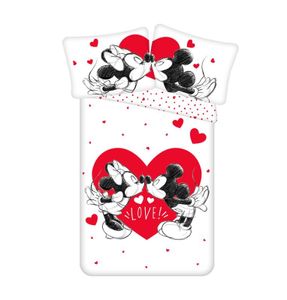 JERRY FABRICS Leinen Mickey und Minnie Love 05 Baumwolle, 140/200, 70/90 cm