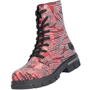 Rieker Biker Boots - Rot / Schwarz Kunstleder : Normal : 36 Größe: 36 Weite: Normal