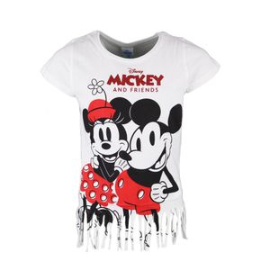 Disney T-Shirt Shirt Disney Minnie und Mickey Maus Kinder kurzarm Fransen T-Shirt, 134 / Weiß