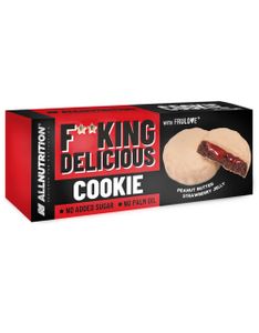 ALLNUTRITION F**king Delicious Cookie 128 g - 150 g * arašidové maslo-jahodové želé / Energetické tyčinky / Neodolateľne chutné cookies bez pridaného cukru a palmového oleja