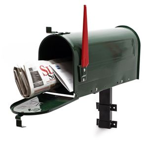 US Mailbox Briefkasten Amerikanisches Design grün mit passender Wandhalterung