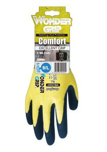 Wonder Grip WG-310HY Comfort - Arbeitshandschuh mit doppelter Latexbeschichtung, Handschuh, Latex, Grip, Anti-Rutsch Schutzhandschuh Größe:L/9