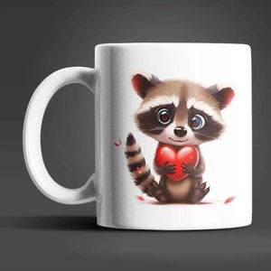 Waschbär I Love You Valentinstag Kaffeetasse Teetasse Tasse Geschenkidee – 4997156-Waschbar-02