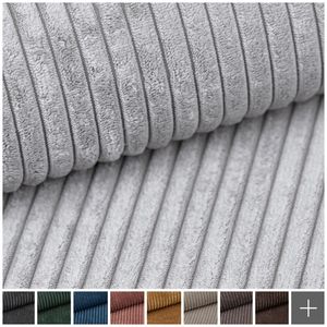 novely® PORTO - Breitcord Polsterstoff Möbelstoff Cordstoff Meterware | 1 lfm - Farbe: 110 Hellgrau