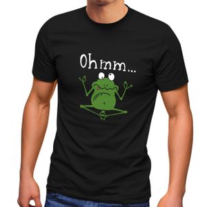 Herren T-Shirt Frosch Yoga Ohmm Parodie Ironie Fun-Shirt Bedruckt Aufdruck Spruch lustig Moonworks® schwarz XL